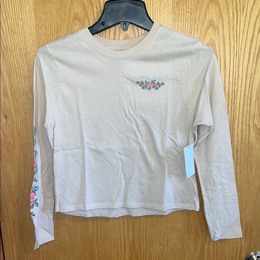 O'Neill Long Sleeve Tee Girls XL Beige New‎ Rose Graphic Surf HO4818012